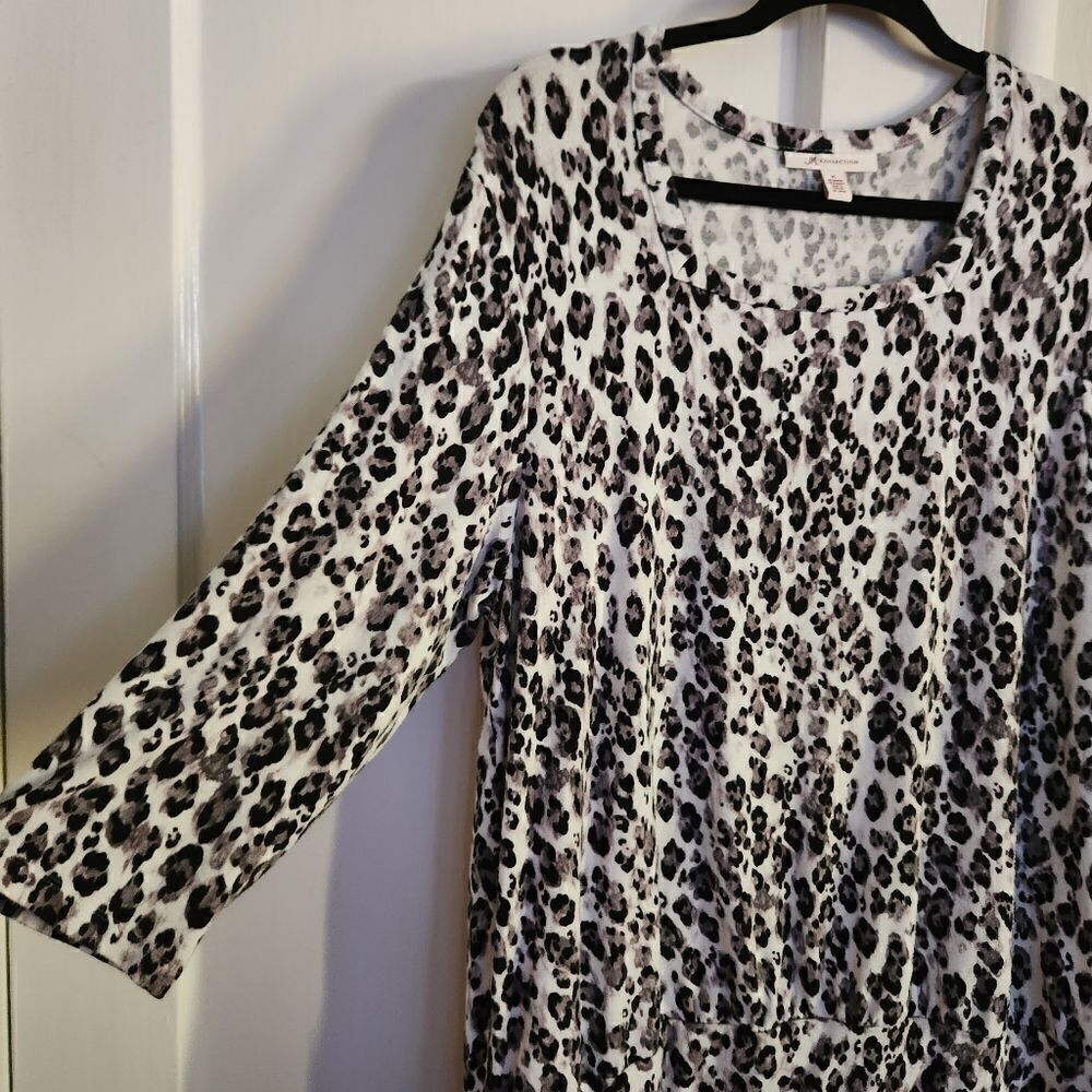JM Collection Three Quarter Sleeve Animal Print Banded Waist Top Size XL - Picture 3 of 7